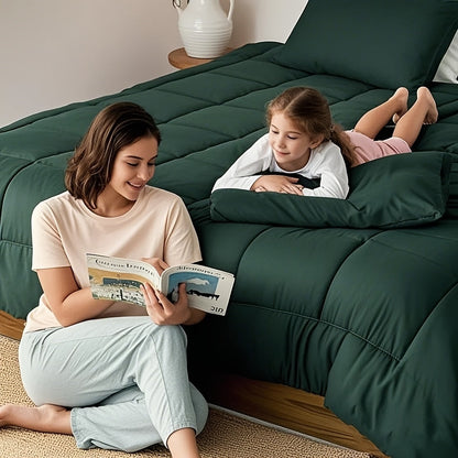 Ensemble de literie 7 pièces pour lit Queen/King – Parure de lit en microfibre douce à plis pincés, comprenant une couette, un drap-housse, un drap plat et 4 taies d'oreiller, ensemble de literie toutes saisons pour la maison et le dortoir