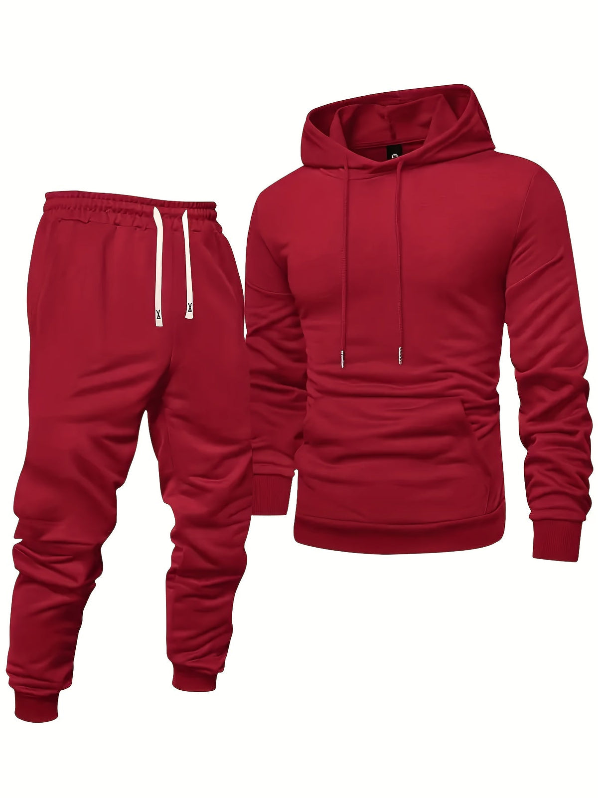 Ensemble de survêtement pour homme, lot de 6 pièces, sweat à capuche décontracté à manches longues avec cordon de serrage, pantalon de jogging, tissu tricoté, noir, rouge, gris, couleur unie, tenue de sport, coupe régulière, tenue d'entraînement.