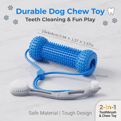 Lot de 2 bâtonnets de dentition et brosses à dents pour chien - Brosse à dents durable à mâcher avec sangle d'ouverture de gueule pour un brossage facile, jouet de soin dentaire à double usage pour chiens, couleur aléatoire