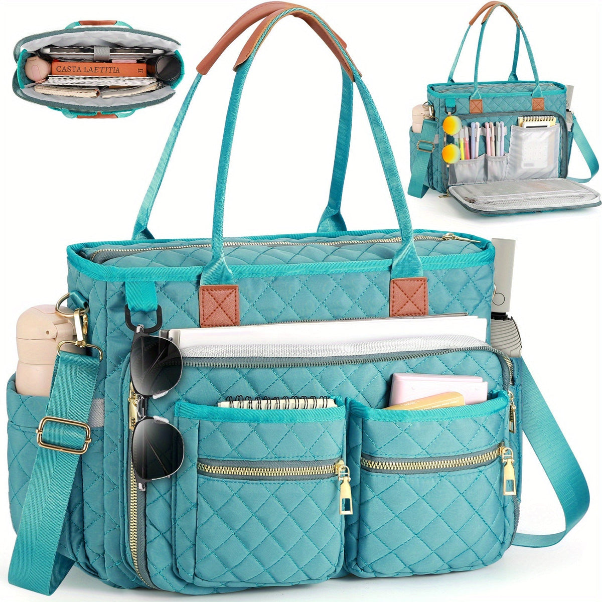 Sac fourre-tout à motif losanges pour femme – Sac de travail pour ordinateur portable à compartiments multiples, sac de banlieue résistant à l'usure pour enseignante, sac à bandoulière professionnel élégant pour le bureau, l'école et les voyages