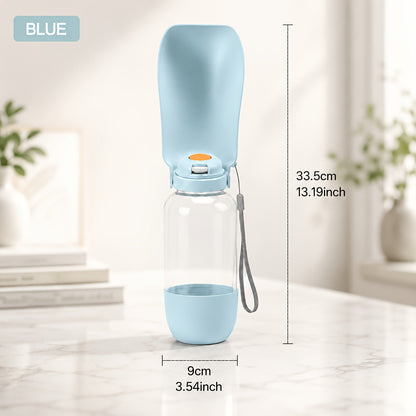 Gourde de voyage 2-en-1 pour chien avec dragonne – Compartiments de 520 ml pour l'eau et 150 g pour la nourriture, distributeur étanche avec gamelle pliable pour randonnée et voyage, 4 couleurs