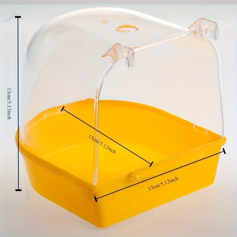 Baignoire transparente suspendue pour cage à oiseaux - Douche pour perruches, calopsittes et petits oiseaux, bol de bain amovible pour animaux, accessoire de cage et équipement de soin pour oiseaux