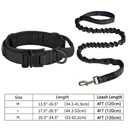 Heavy-Duty Tactical Dog Collar & Leash Set – Adjustable Military-Grade Nylon, Strong Durable Dog Collar with Handle for Training Walking Outdoor Adventures – Fits Small Medium Large Dogs