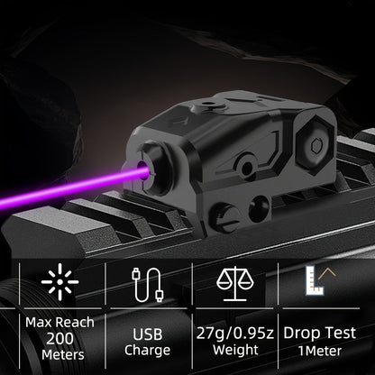 Viseur laser compact pour pistolet, vert, rouge ou violet, rechargeable par USB-C, laser ultra-compact pour arme de poing avec rail Picatinny de 20 mm, interrupteur ambidextre pour la plupart des pistolets et fusils
