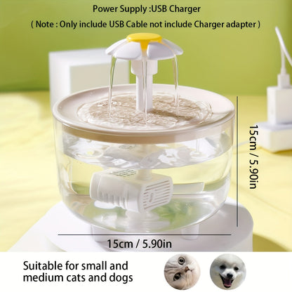 Fontaine à eau pour animaux 1,5 L, silencieuse, alimentée par USB, sans BPA - Fontaine automatique pour chats et petits animaux, facile à nettoyer, sans pile, distributeur d'eau filtrée fraîche en continu