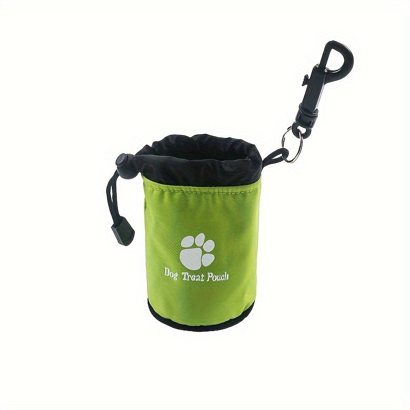 Pochette à friandises pour chien avec clip de ceinture et attache pour harnais - Sac de dressage à cordon et fermeture éclair avec motifs de pattes pour promenades, accessoire portable pour animaux, Noir Bleu Rouge Vert