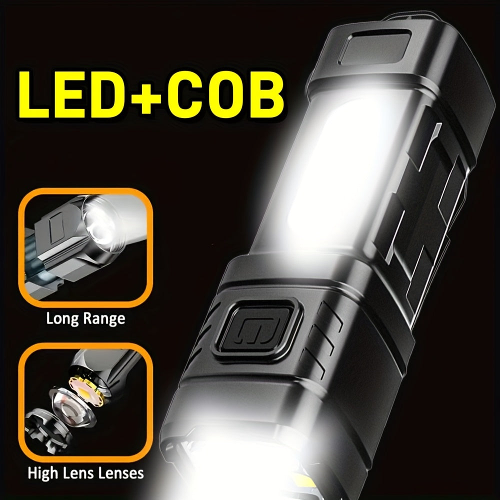 Mini lampe de poche LED rechargeable, lot de 3 ou 6, 2000 lumens, COB, 4 modes, charge USB-C, lampe de poche compacte avec clip arrière et batterie intégrée pour le camping, la randonnée, la chasse et les urgences