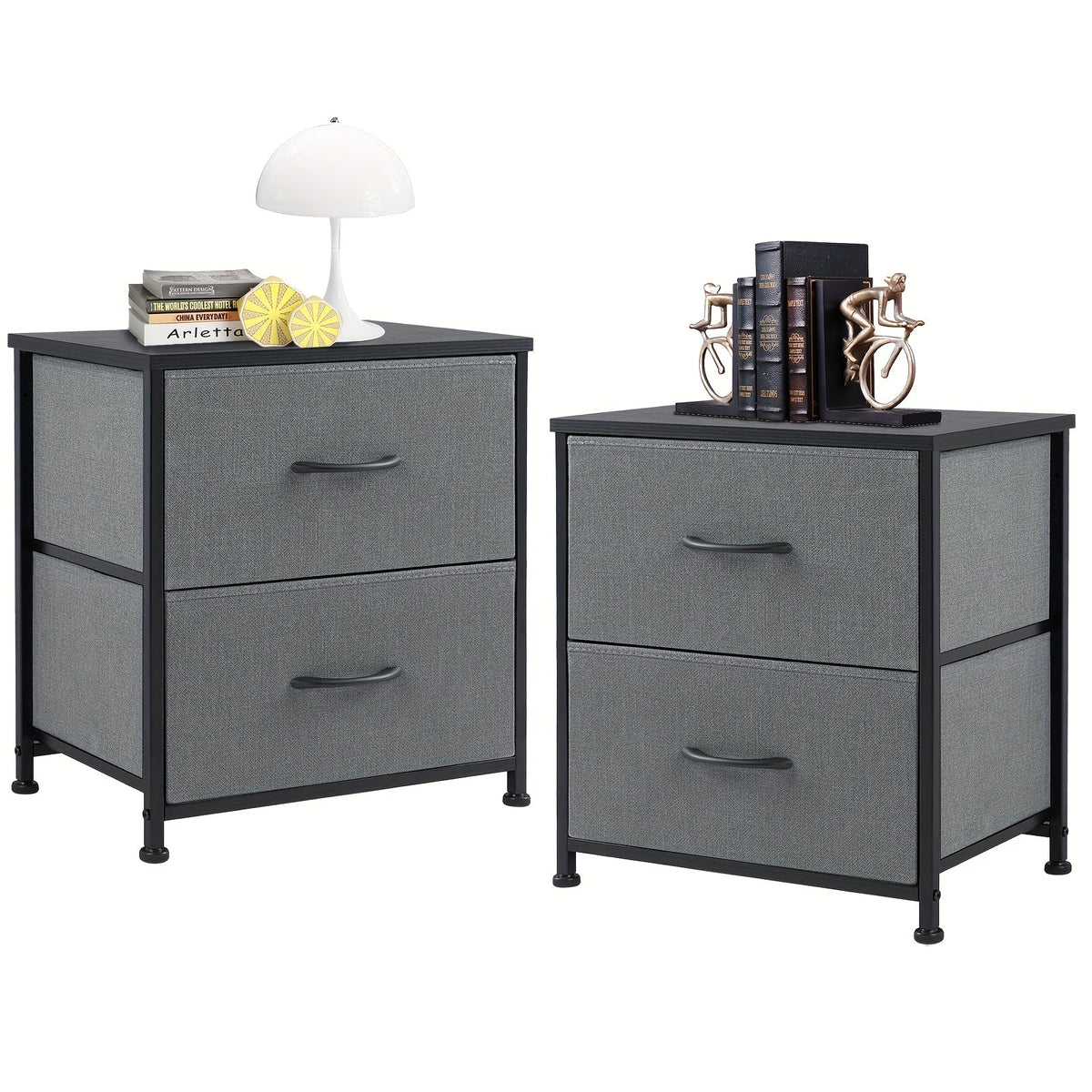 Meuble à tiroirs avec cadre en métal et dessus en bois massif – Organisateur de rangement pour bureau à domicile, 2 à 10 tiroirs, assemblage requis – Blanc, gris, noir, brun rustique – Caisson de rangement pour chambre, salon et bureau
