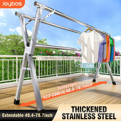 Séchoir à linge en acier inoxydable, 160 cm et 200 cm, rétractable, pliable et robuste, étendoir à linge intérieur/extérieur repliable avec longueur réglable pour balcon, chambre et buanderie