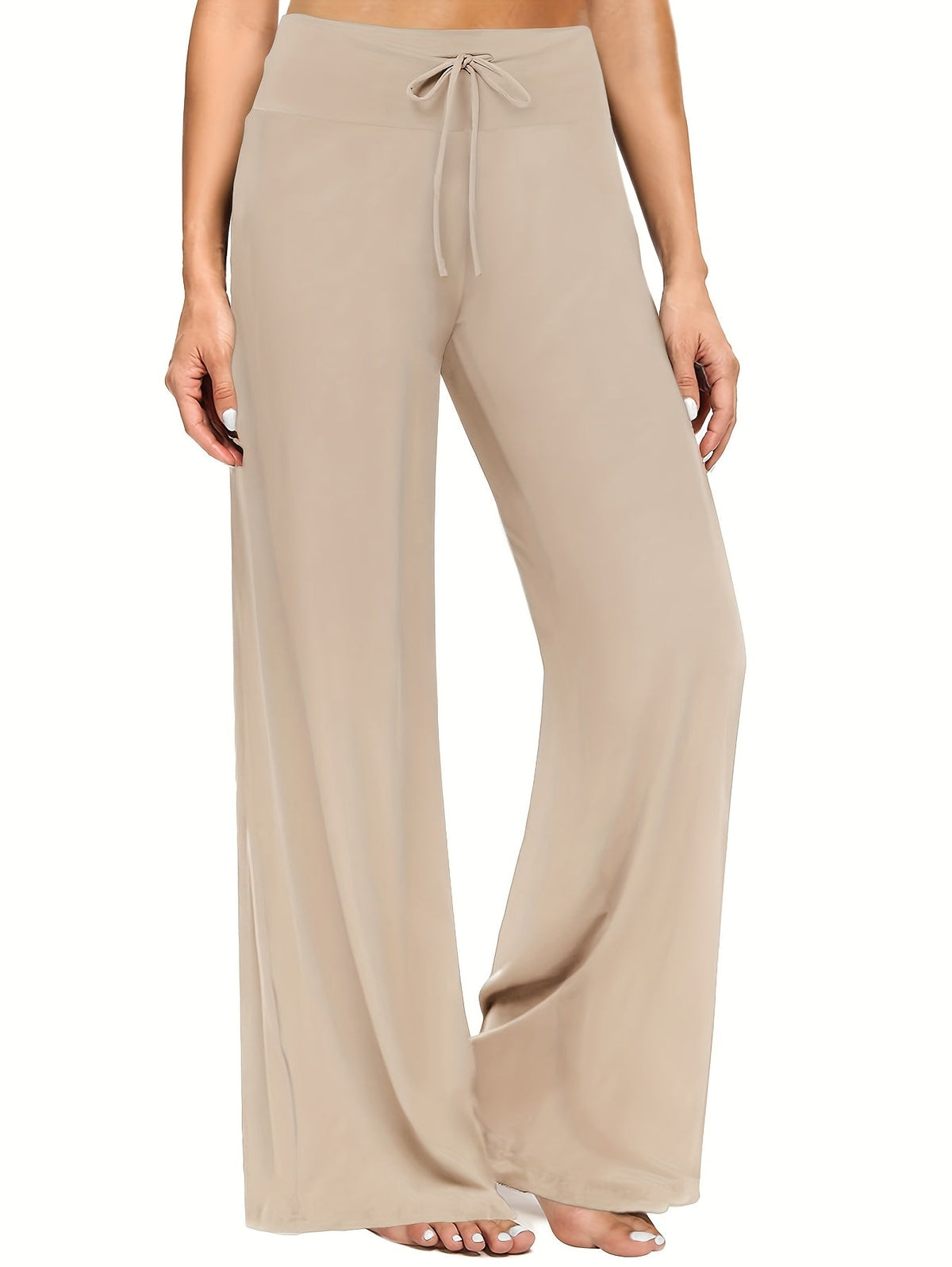 Pantalon palazzo large pour femme, lot de 4 – Pantalon fluide, extensible et décontracté à taille haute pour la plage ou la détente, pantalon habillé ample pour le quotidien, les vacances, l'été et grandes tailles – S à XXL, noir et couleurs assorties