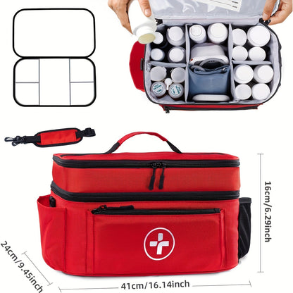Sac  de rangement pour médicaments, trousse de premiers secours – Boîte organisatrice de médicaments pour la maison avec panier de rangement, sac de secours pour la maison et les voyages, cadeau idéal pour les fêtes