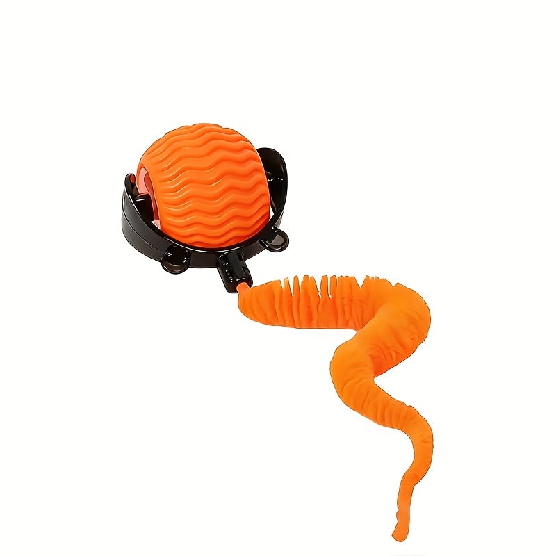 Jouet pour chat à balle roulante automatique, interactif à 360 degrés avec queue, double réglage de vitesse, anti-ennui pour chats d'intérieur, bleu orange