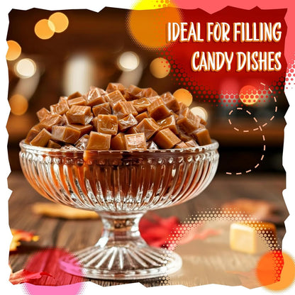 Cubes de caramel à la vanille, paquet en vrac de 1,36 kg (3 livres) – environ 225 pièces, emballées individuellement, carrés de caramel fondant au beurre et à la vanille pour le grignotage, la pâtisserie, les cadeaux et les bols à bonbons