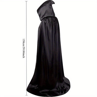 Cape de vampire gothique Halloween « Mort noire » 150 cm pour adultes – Aucun assemblage requis, costume à silhouette fluide pour maison de l'horreur, carnaval, cosplay, fête, décoration festive