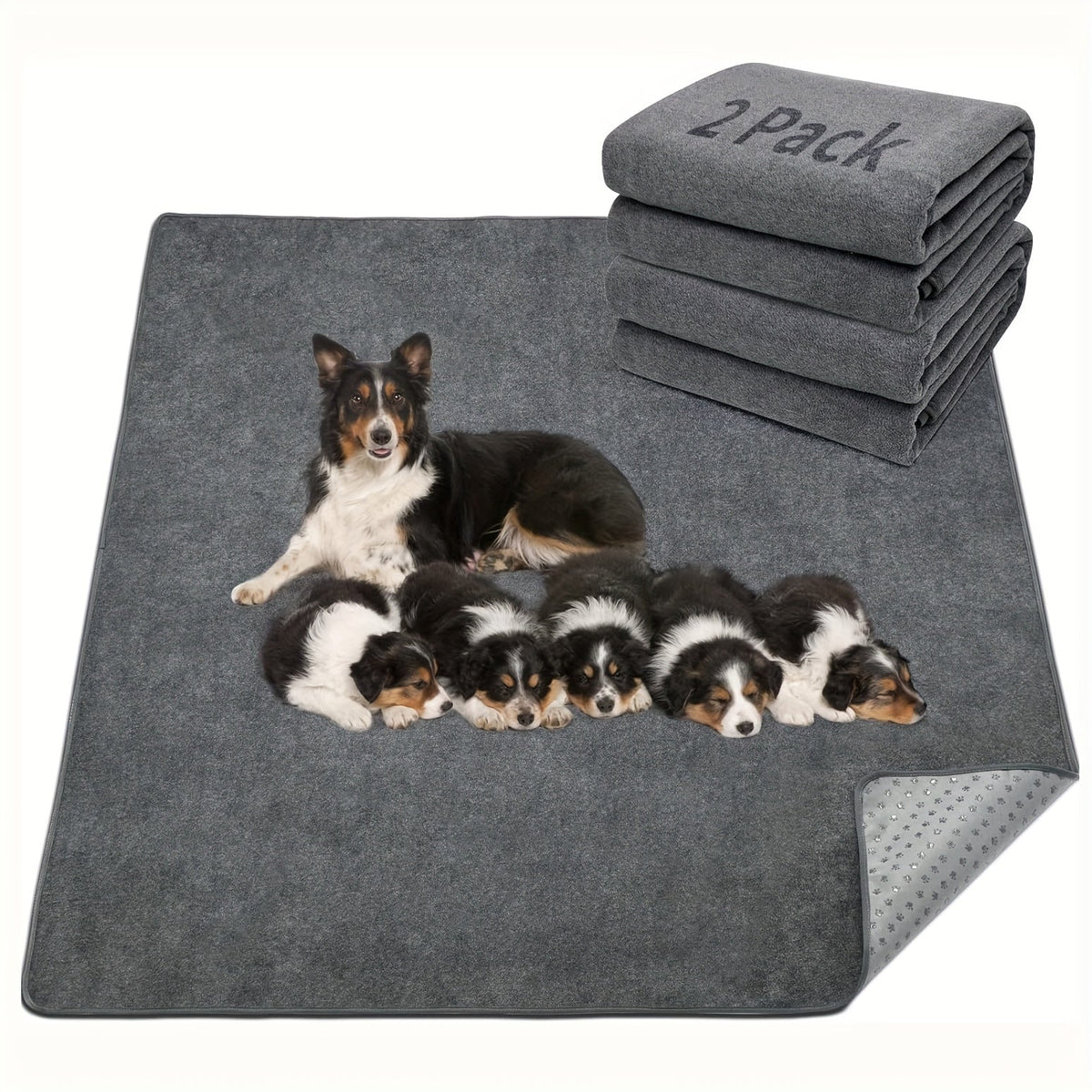 Lot de 2 tapis de propreté lavables pour chien – Alèses réutilisables à 4 couches, ultra-absorbantes et antidérapantes pour chiots, mises bas, éducation, cage, parc et voyage, tailles multiples, toutes races