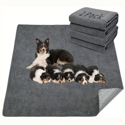 Lot de 2 tapis de propreté lavables pour chien – Alèses réutilisables à 4 couches, ultra-absorbantes et antidérapantes pour chiots, mises bas, éducation, cage, parc et voyage, tailles multiples, toutes races
