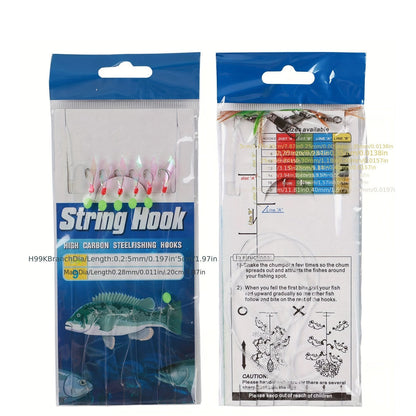 Lot de 22 montages de pêche avec hameçons en acier à haute teneur en carbone, perles lumineuses, leurres à flasher – Kit d'accessoires de pêche en eau douce et en eau salée pour bar, truite et saumon