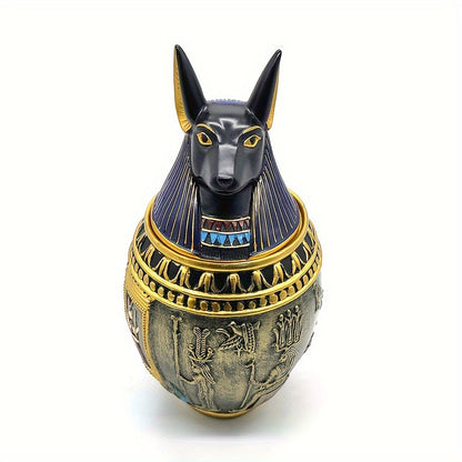 Urne funéraire pour animaux en résine Anubis égyptien et pot de conservation – Statue du dieu chat et chien, gardien pharaonique antique, urne souvenir décorative pour cendres, sculpture de décoration intérieure et objet funéraire de collection, 2 styles