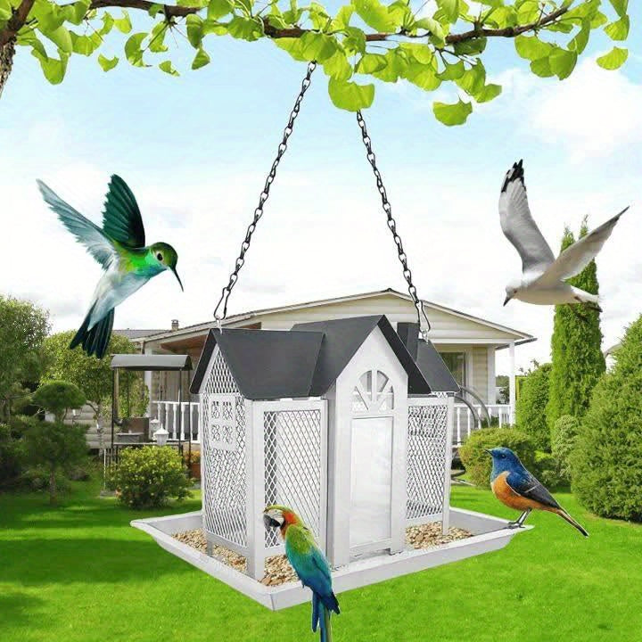 Mangeoire à oiseaux sauvage résistante aux écureuils pour extérieur – Mangeoire suspendue à grande capacité en maille métallique à 3 compartiments, résistante aux intempéries, pour cardinaux, pinsons et oiseaux de jardin, plusieurs couleurs