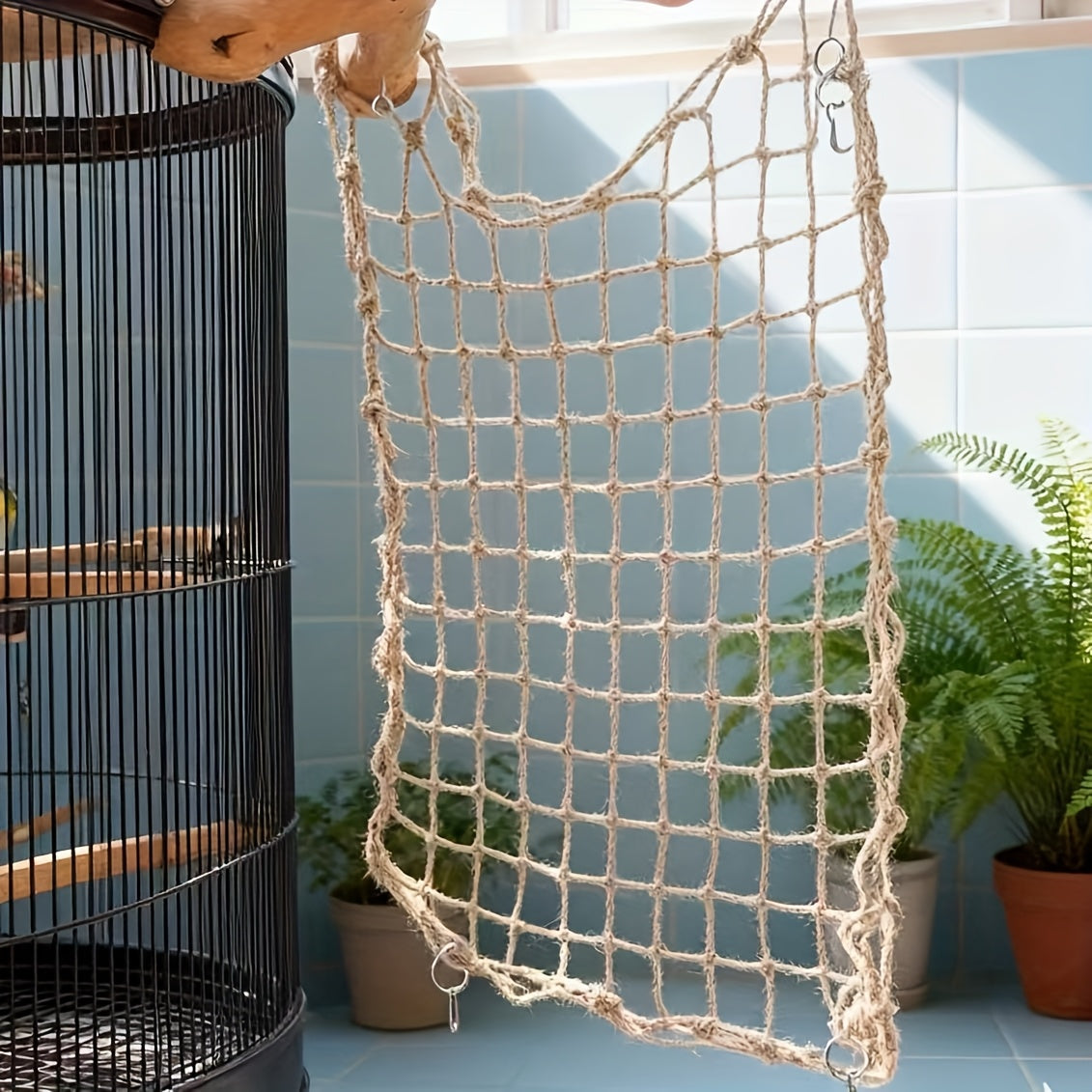 Filet d'escalade pour oiseaux, hamac tressé en maille pour perroquets, perruches, calopsittes, conures, filet de corde pour cage, jouet d'activité, petite et grande taille