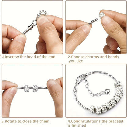 20-Piece Snake Chain Adjustable Bracelet Set 6.29 Inch Charm Bracelets with Lobster Clasp Extension Chain for Women DIY Jewelry Making Craft Supplies Beginner Gift