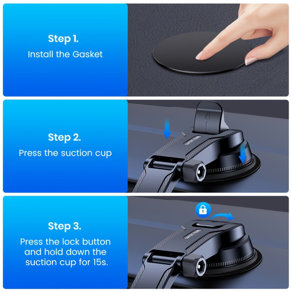 Support de téléphone pour voiture à fixation adhésive puissante, rotatif à 360° réglable verticalement et horizontalement, adhésifs de rechange inclus, compatibilité universelle pour iPhone 15 14 Samsung Galaxy Android, noir