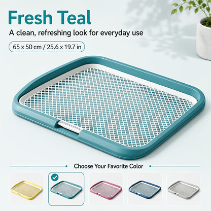 Bac à litière étanche pour chien, toilettes d'intérieur pour chiot avec grille amovible, support de tapis de propreté lavable pour l'apprentissage des chiots en appartement, station sanitaire pour petits et moyens chiens