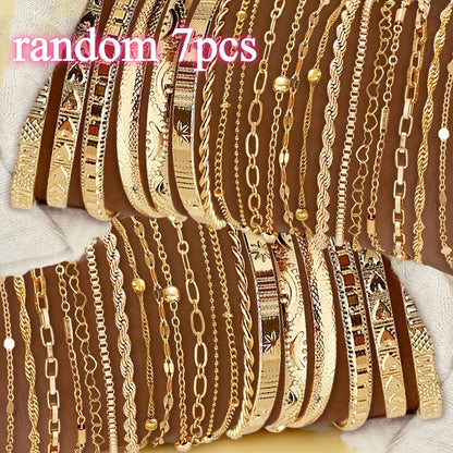 Ensemble de bracelets plaqués or KC pour femmes, lot de 7 ou 20 pièces, bracelets à breloques assortis et empilables, élégants pour le quotidien et les cadeaux