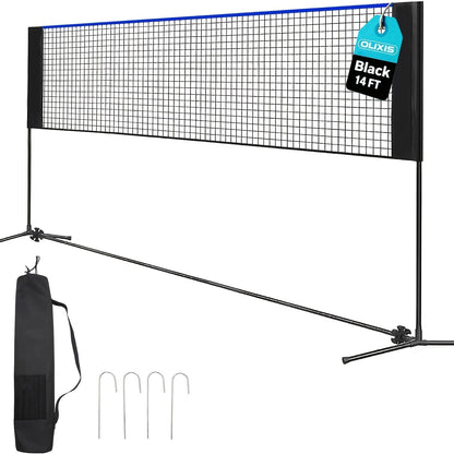Ensemble de filet de badminton et volley-ball portable, hauteur et tension réglables, résistant aux intempéries avec sac de transport - Qualité professionnelle pour jardin, piscine, jeux sur terrain intérieur et extérieur
