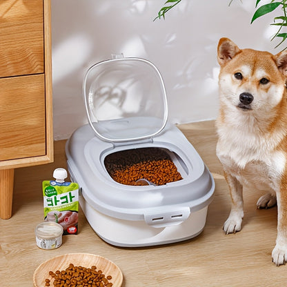 Grand contenant hermétique pour nourriture pour animaux avec roulettes – Bac scellé résistant à l'humidité et aux insectes avec tasse à mesurer et design pliable pour nourriture sèche pour chiens et chats, blanc cassé, vert, rose