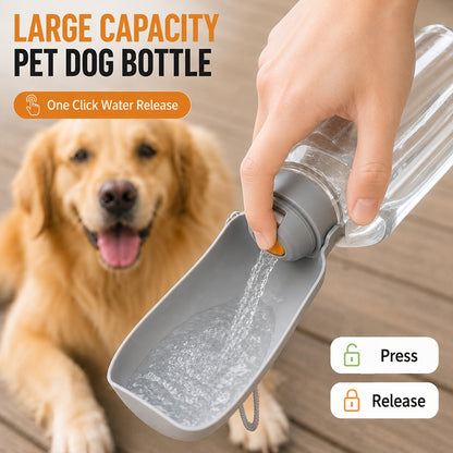 Gourde portable pour animaux avec dragonne, distributeur 2-en-1 d'eau et de nourriture anti-fuite pour chiens et chats - Gobelet de voyage compact pour promenades, randonnées et camping - Gourde légère pour chiens et chats