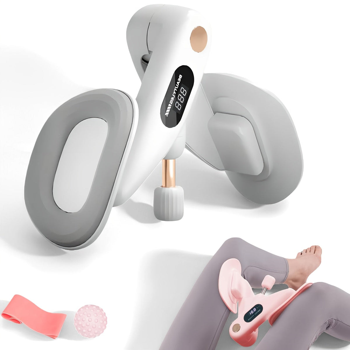 Appareil de renforcement du plancher pelvien et des cuisses avec compteur de répétitions – Musculation ajustable pour cuisses, fessiers et exercices de Kegel pour l'entraînement à domicile pour femmes