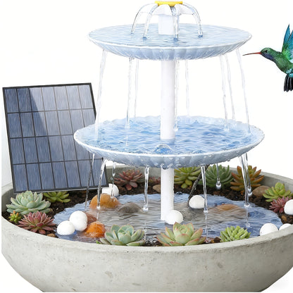 Fontaine à oiseaux solaire à 3 niveaux 3,5 W – Pompe de fontaine solaire pour décoration de jardin ou cour extérieure, sans câblage, vert foncé, bleu clair ou fontaine seule, options à un ou trois niveaux