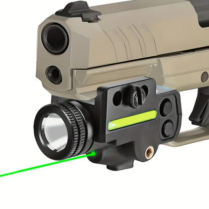 Combo lampe torche LED et viseur laser vert tactique pour rail Picatinny, ambidextre, rechargeable par USB, compatible pistolets à air comprimé, armes de poing, fusils de chasse et carabines, compact et léger 55 g
