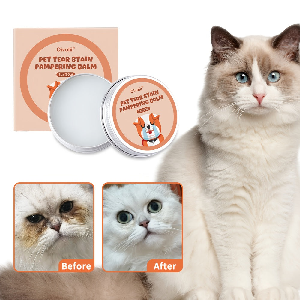 Baume nettoyant pour taches de larmes pour chiens et chats – Nettoyant doux et non irritant, sûr pour le contour des yeux sensible, facile à appliquer, format compact 30g