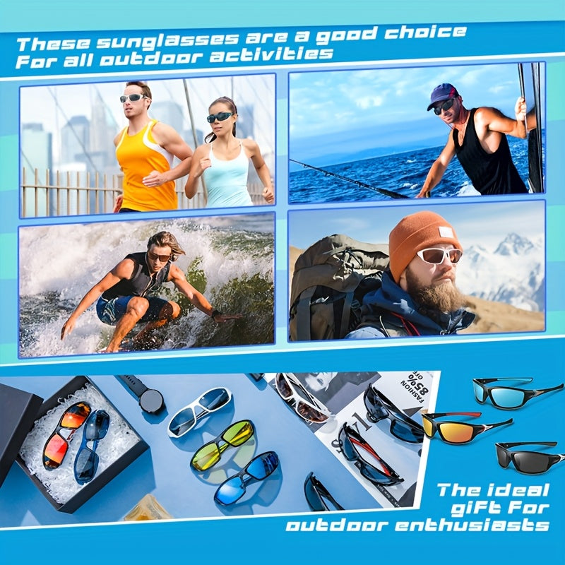 Lot de 4 paires de lunettes de soleil de sport UV400 pour hommes et femmes – Monture ultra-légère en PC avec protection complète des verres pour le cyclisme, la course à pied, l'escalade, la pêche et les voyages en plein air, pack économique.