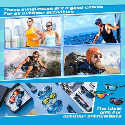 Lot de 4 paires de lunettes de soleil de sport UV400 pour hommes et femmes – Monture ultra-légère en PC avec protection complète des verres pour le cyclisme, la course à pied, l'escalade, la pêche et les voyages en plein air, pack économique.