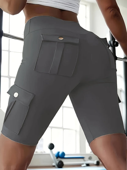 Shorts de yoga taille haute pour femme avec poches – Shorts de sport extensibles et doux, couleur unie, pour le yoga, la gym et la course, coupe flatteuse, vêtements de sport pour le printemps, l'été et l'automne