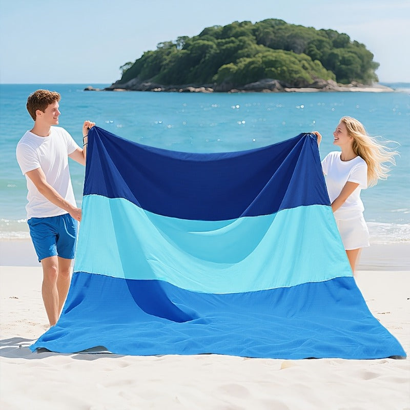 Grande couverture de plage anti-sable pour 4 à 7 personnes, 208 x 198 cm, tapis de pique-nique imperméable, léger et anti-sable pour la plage, le camping, la randonnée, les voyages et l'extérieur