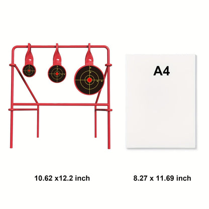 Support de cible rotative pour tir .22LR - Triple cible rotative en acier, pliable, avec 15 cibles papier, entraînement au tir en extérieur, système de cible durable pour l'entraînement au stand de tir