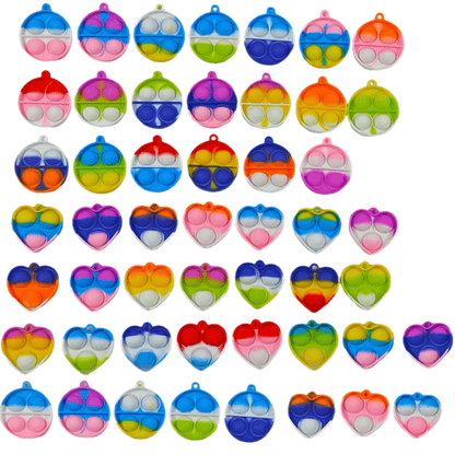 Lot de porte-clés sensoriels anti-stress pour enfants - 24 / 50 / 90 pièces, porte-clés multicolores avec attache, cadeaux d'invités, prix pour anniversaires, récompenses scolaires et surprises pour sacs de friandises d'Halloween