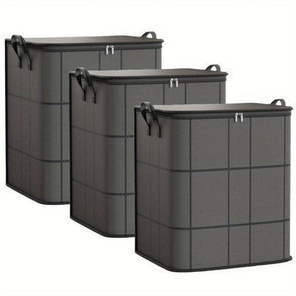 Sacs de rangement pliables pour vêtements, lot de 3 grands bacs organisateurs de placard avec poignées renforcées et fermetures éclair robustes pour vêtements, couvertures, couettes et rangement sous le lit