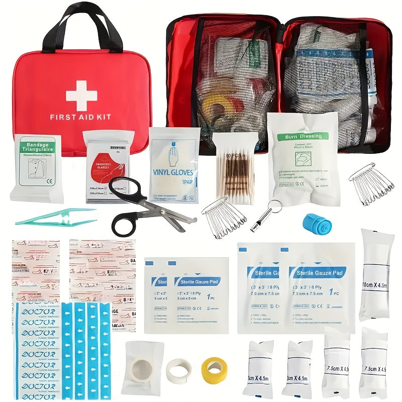 Trousse de premiers secours portable de 22 pièces pour voiture, voyage, camping et randonnée, kit médical d'urgence compact pour la maison, le bureau et les aventures en plein air, sac zippé léger