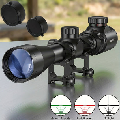 Lunette de visée 3-9x40 avec réticule illuminé rouge et vert – Lunette tactique en alliage d'aluminium renforcé avec système de montage à 4 trous pour la chasse, le tir et les activités en plein air