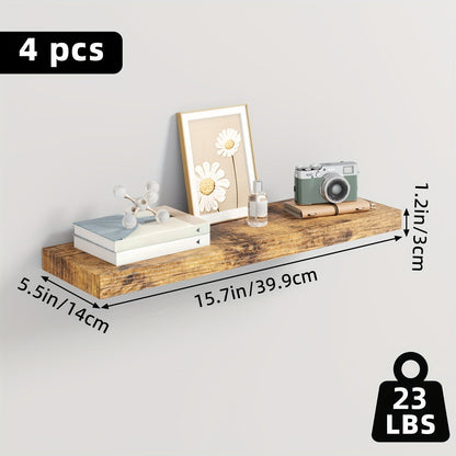 Étagères murales flottantes en bois, lot de 2/4/6, 15,7, 19,7, 22 pouces, étagères murales pour salon, cuisine, salle de bain, chambre, supportant 13,6 kg, noyer, marron, blanc, noir, gris, décoration et rangement maison