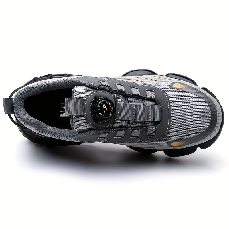 Chaussures de travail respirantes pour hommes – Chaussures de sécurité durables avec bandes réfléchissantes, semelle légère et amortissante pour l'industrie, la construction et un usage quotidien, disponibles en noir et gris, tailles US 6 à 11