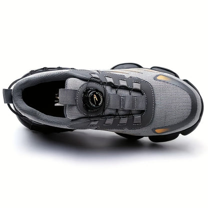 Chaussures de travail respirantes pour hommes – Chaussures de sécurité durables avec bandes réfléchissantes, semelle légère et amortissante pour l'industrie, la construction et un usage quotidien, disponibles en noir et gris, tailles US 6 à 11
