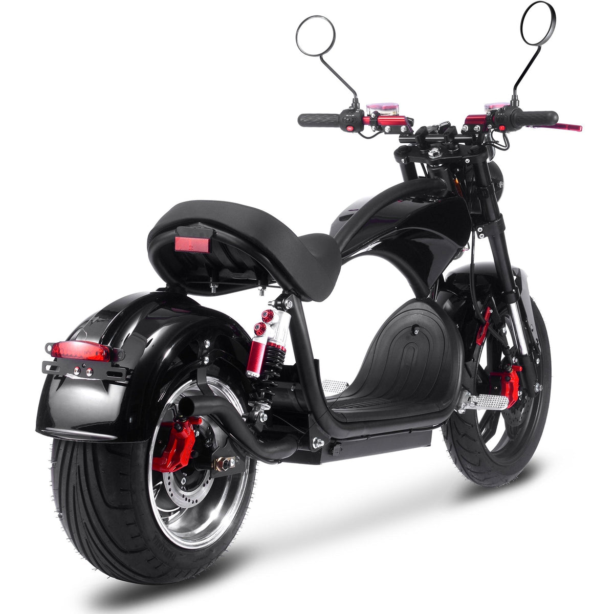 Trottinette électrique au lithium MotoTec Raven 60V 2500W – 45 km/h, autonomie de 55 à 80 km, batterie 30Ah, freins hydrauliques, éclairage LED avant et arrière, rétroviseurs et klaxon – Scooter électrique haute performance pour adultes