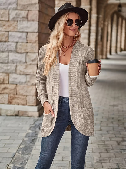 Women's Loose Casual Long Sleeve Blouse Solid Color Pocket Splicing Relaxed Fit Top 10 Colors S-XXL Spring Fall Everyday Wear