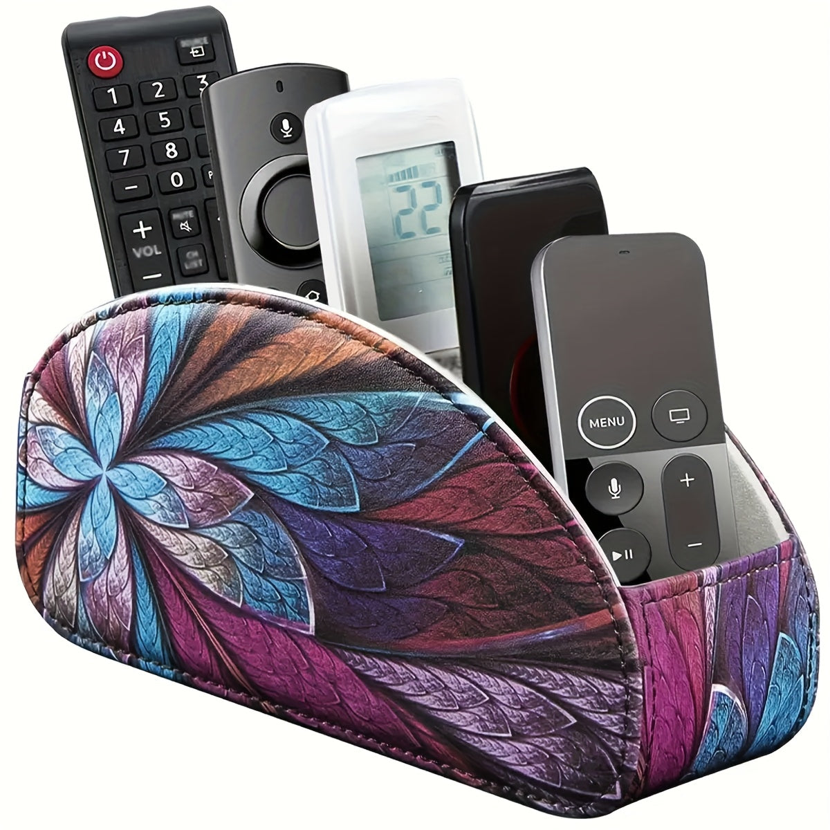 Organisateur de bureau avec 5 compartiments pour télécommandes – Boîte de rangement de chevet pour télécommandes TV, stylos, lunettes, fournitures de bureau et accessoires domestiques